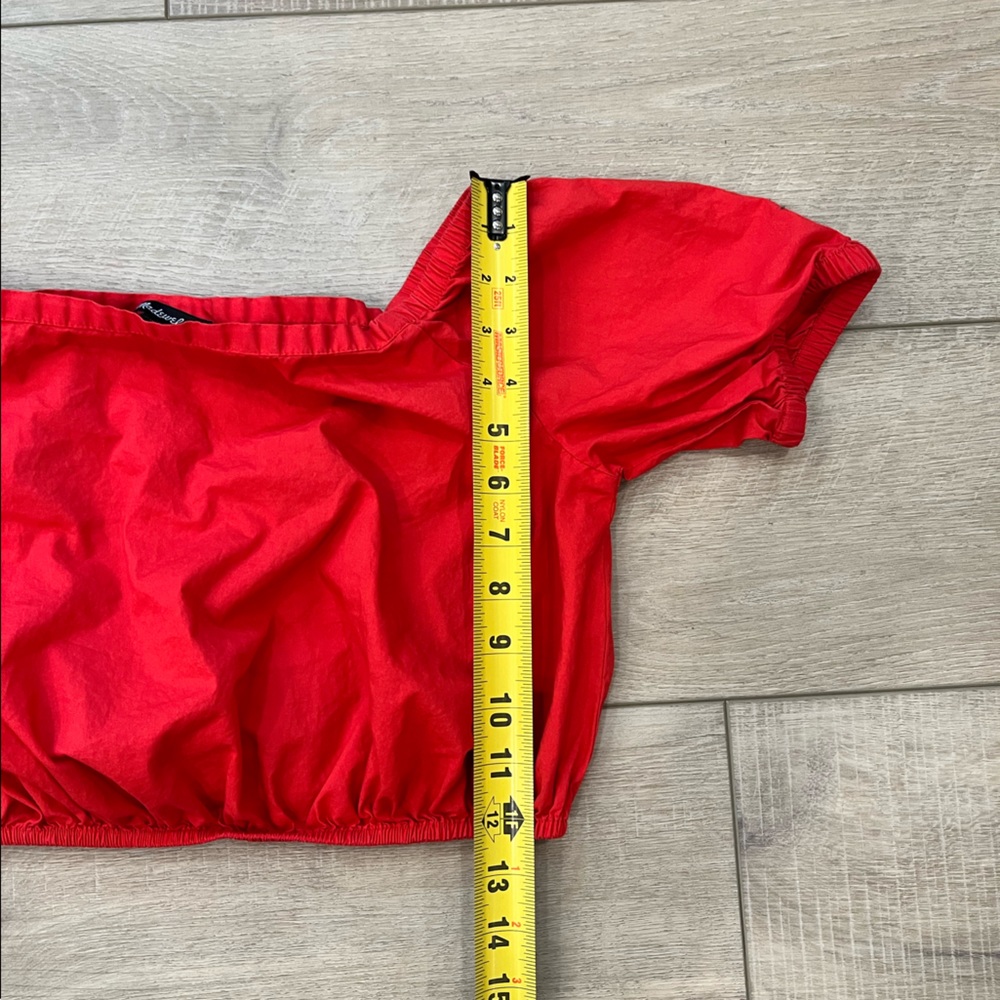 MADEWELL off the shoulder bubble top in true red size XS - Picture 10 of 11